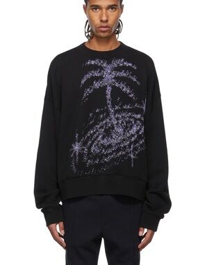 PALM ANGELS - Black Palm Galaxy Glitter Sweatshirt